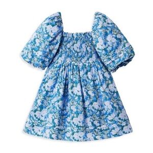 Janie & Jack Girls Blue Floral Smocked Dress Size 6